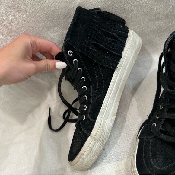 Vans black fringe suede hi top sneakers - Picture 4 of 9
